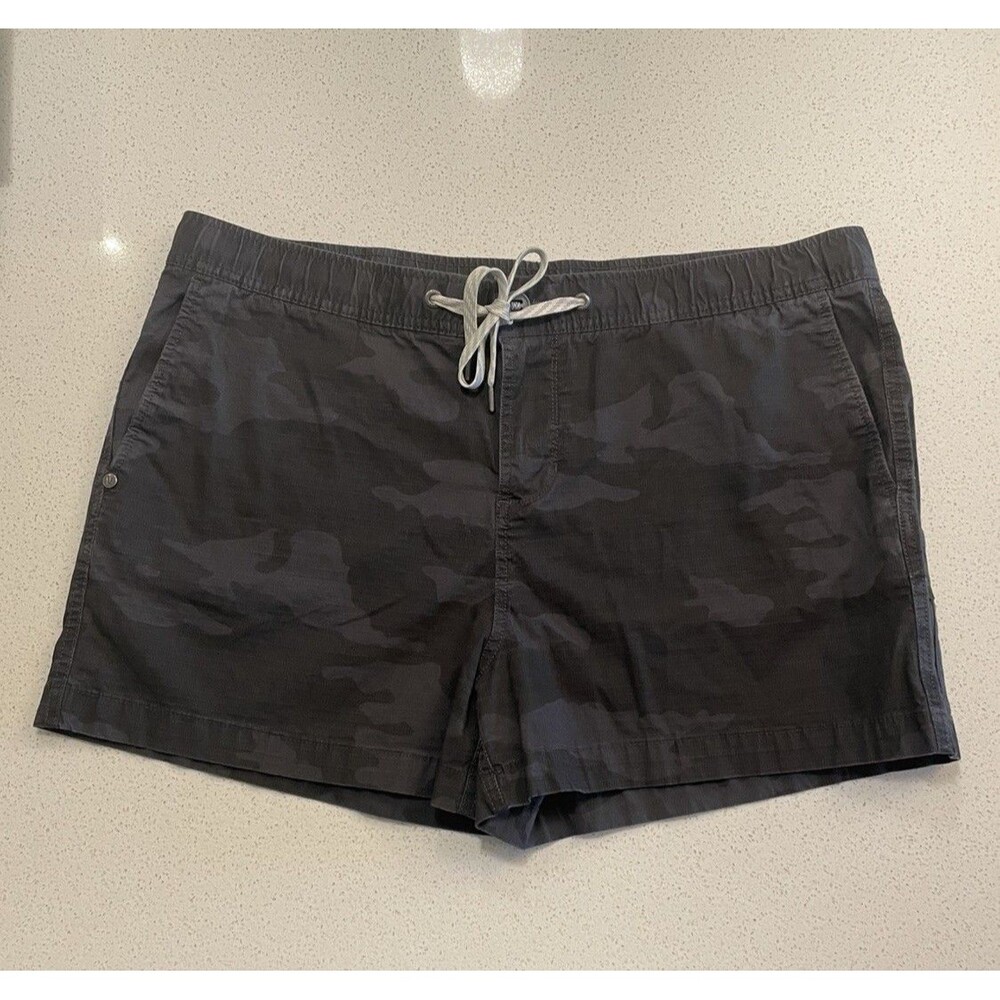 Vuori Women’s XL Ripstop Shorts Black Gray Camo Outdoor Hiking Drawstring VW364